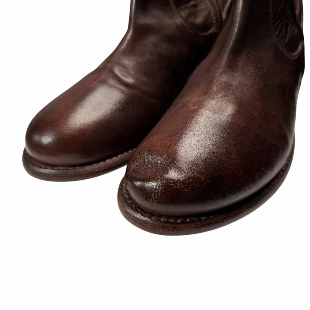 Bed Stu Men's Revolution Cowboy Western Boots with Side Zippers In Teak Size 9.5